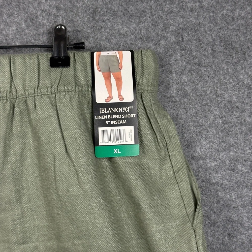 Blank NYC Green Linen Blend‎ Pull On Shorts XL High Rise 5 Inch Inseam 1894390